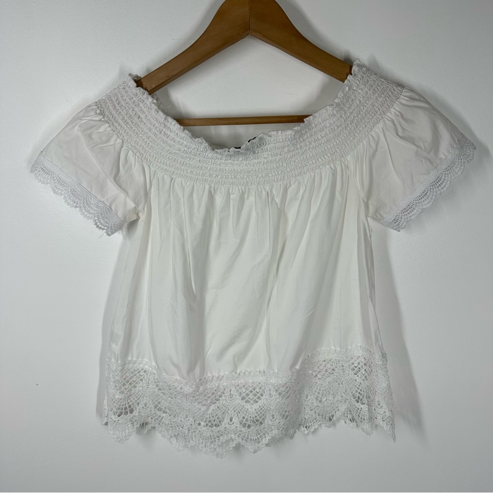 Almost Famous White Lace Trimmed Blouse XS - Picture 5 of 6